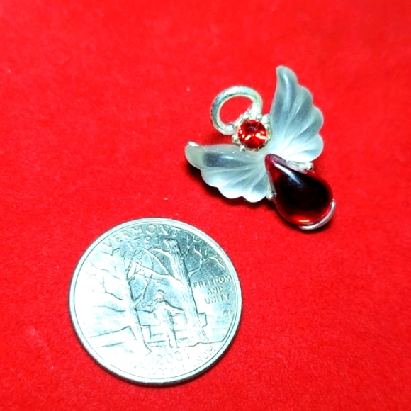 OLIT Faux Ruby & Silver Angel With Iridescent Wings Lapel Pin Made In USA - Picture 8 of 8